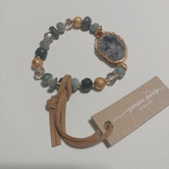 (SOLD)NWT Electroplated Natural Raw Stone Bracelet - Picture 3 of 8